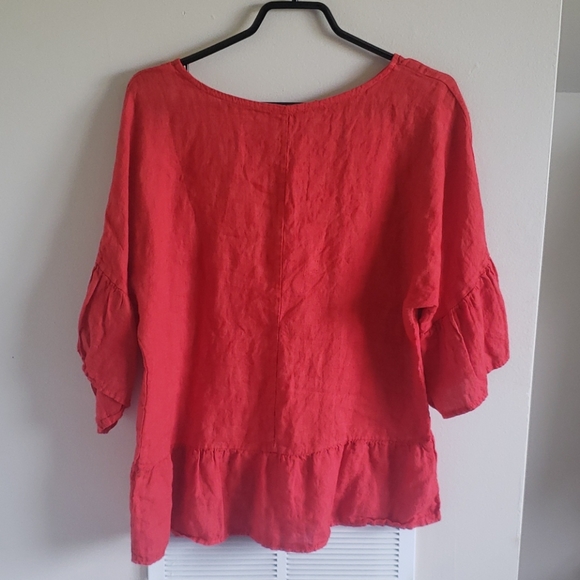 Linen Peplum Top - Picture 2 of 6